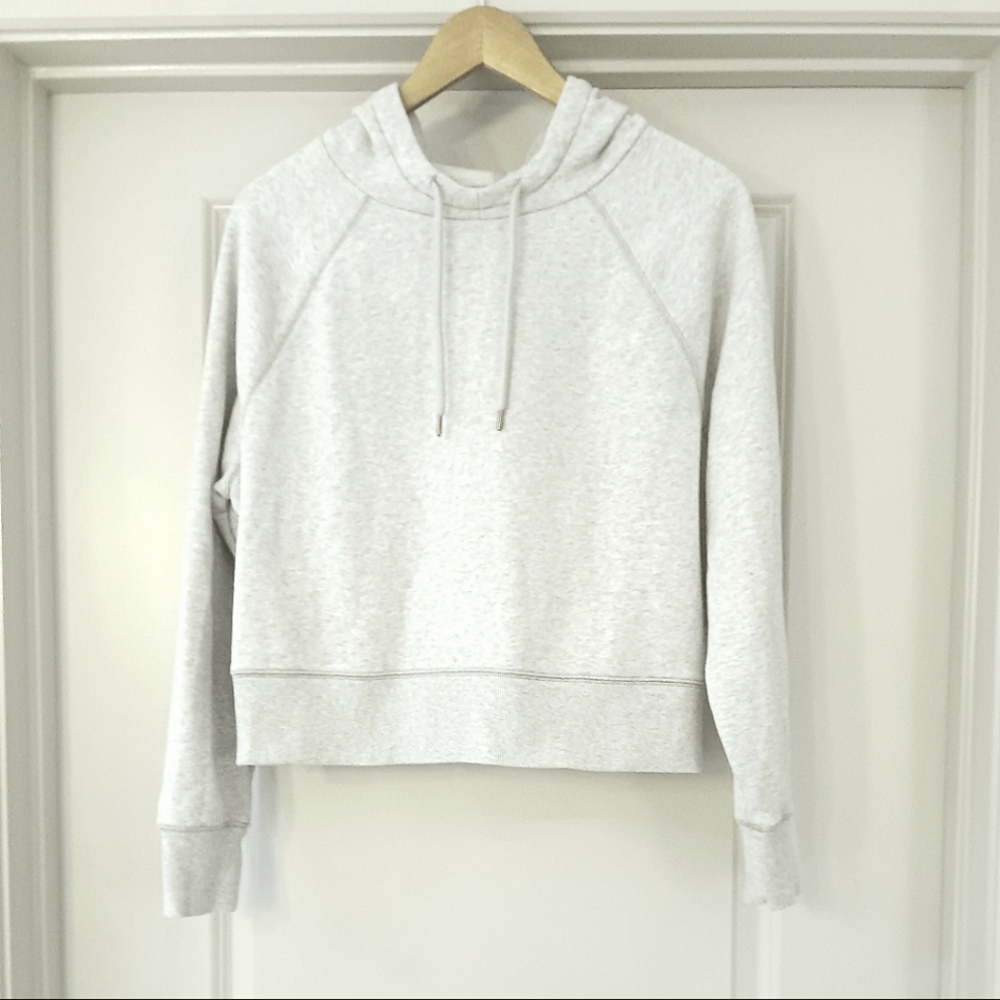 Universal Thread Light Gray Cropped Pullover Hoodie Sweatshirt Women's Large